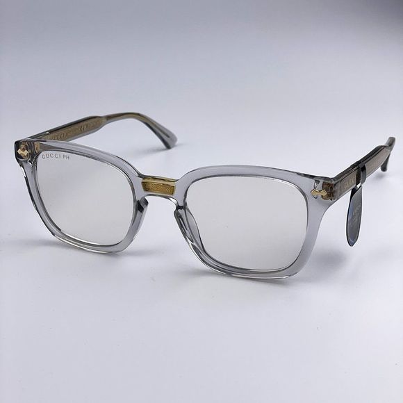 🫧NEW GUCCI LOGO GG0184S 001 Transparent Gray Photochromic Square Unisex Frame - Picture 5 of 15
